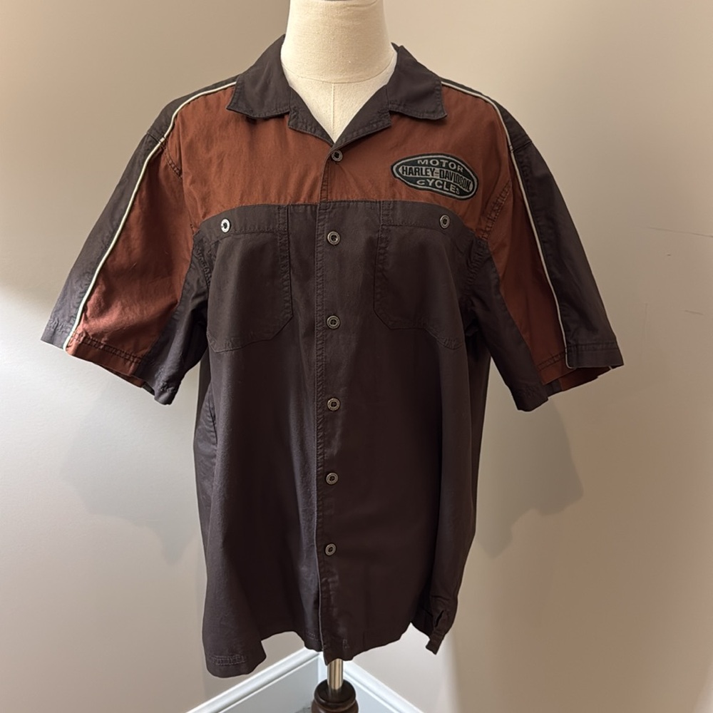 Harley Davidson Motor Cycles Garage Shop Short Sleeve 100% Cotton Shirt View 4